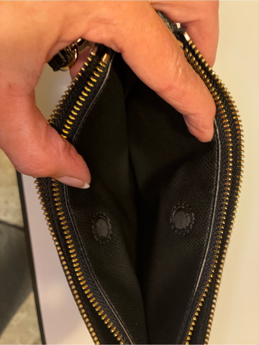 Coach Black Leather Wristlet with Gold Logo - Picture 5 of 6